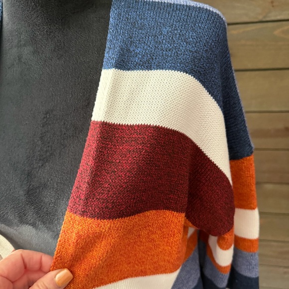 Ecowish Multicolor Striped Open-Front Cardigan Sweater Small - Picture 2 of 7